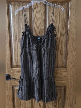 wild fable Brown Pinstripe Dress with White Stripes